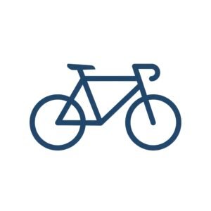 Flat vector side view bicycle icon in simple minimalist style representing cycling and bike transport