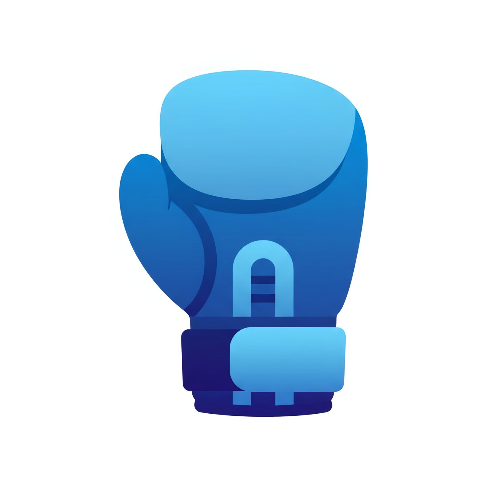 Blue flat vector boxing glove icon representing boxing sport and combat training in minimalist style