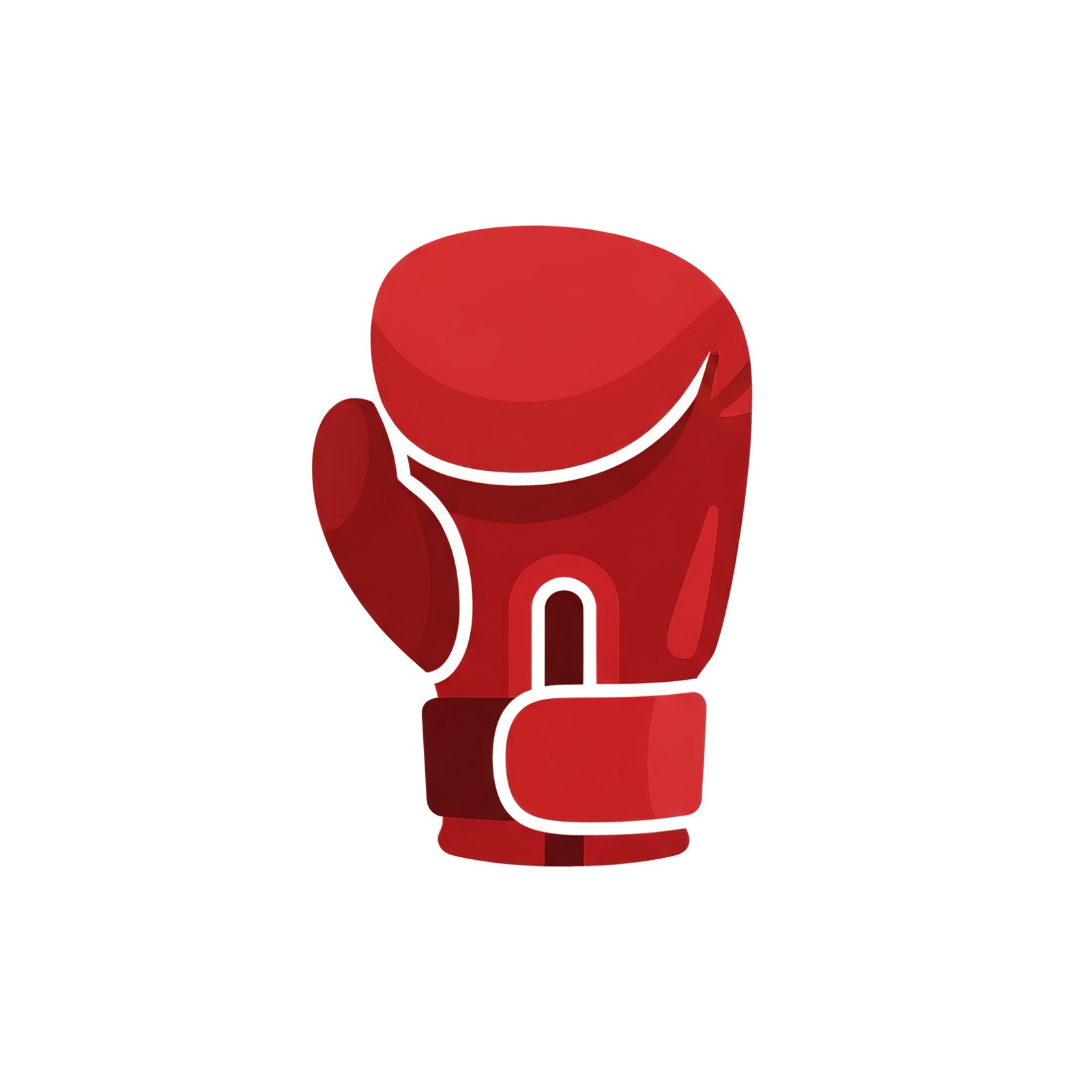 Red flat vector boxing glove icon representing boxing sport and combat training activity