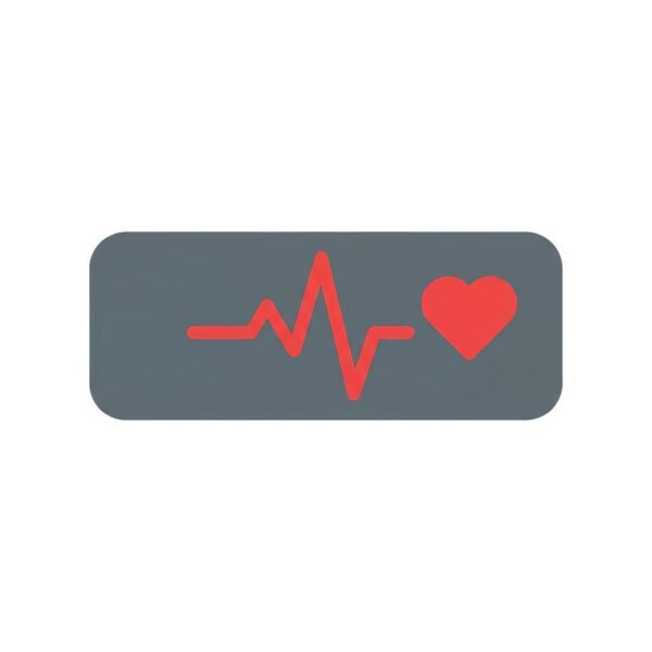 Flat vector heart rate monitor icon, heartbeat line inside, red and gray, isolated on white, Perfect for medical apps, healthcare platforms, sports tracking, and cardio-related designs