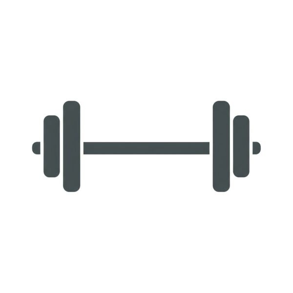 Flat vector icon of barbell representing strength training and weightlifting exercise equipment