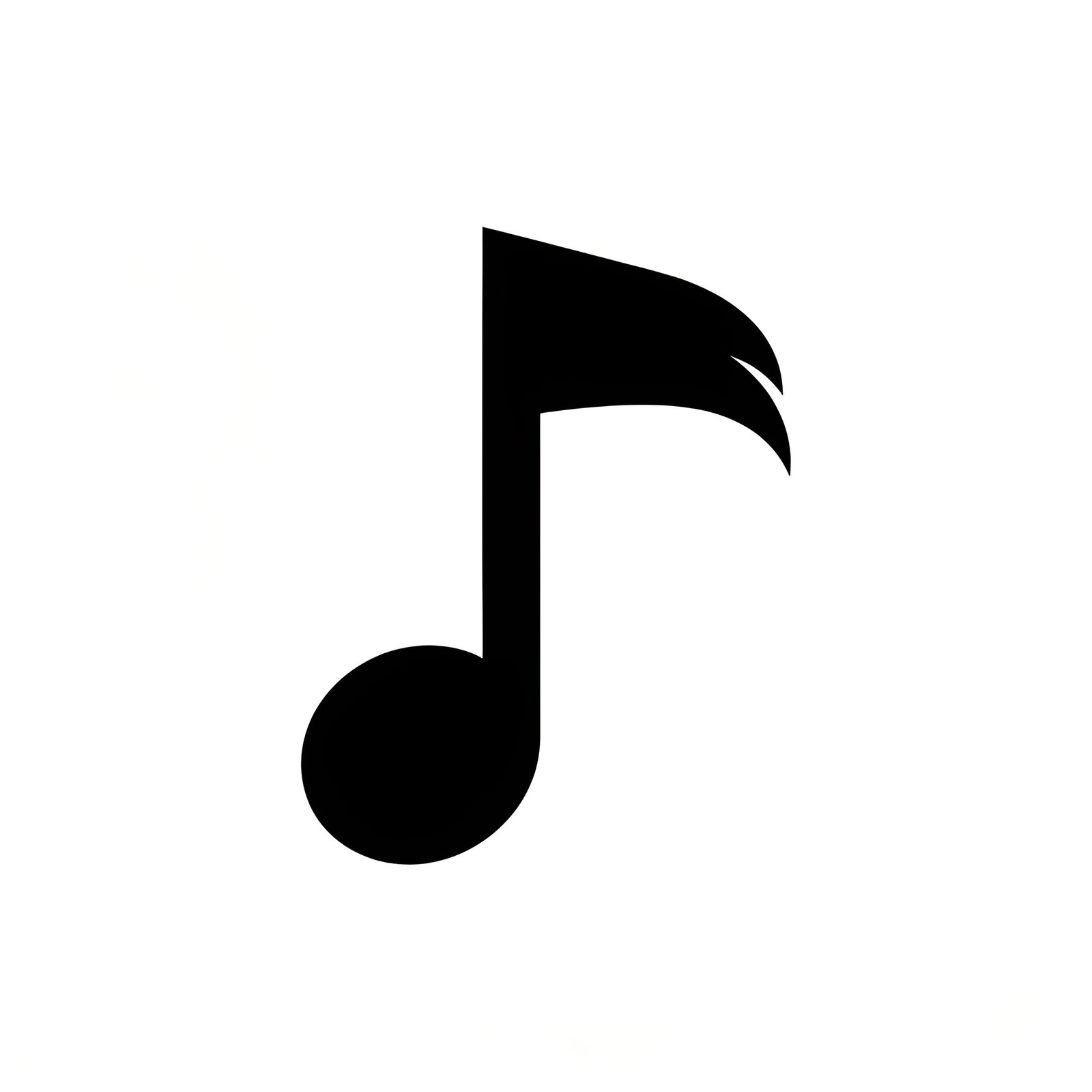 Flat vector black music note icon in simple minimalist style representing music and audio