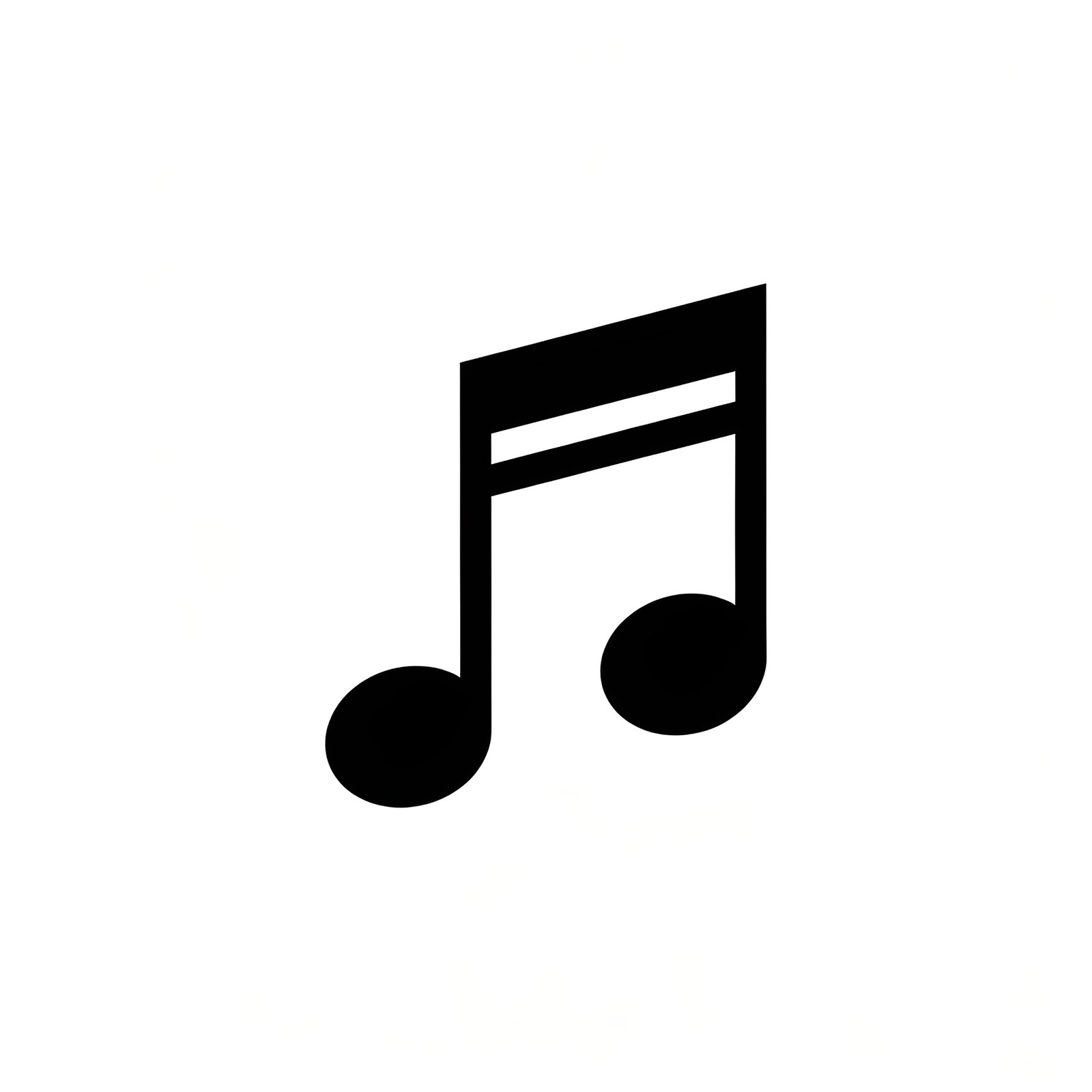 Flat vector icon of a black music note, bold lines, multimedia design, isolated on white.