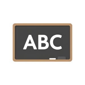 Flat vector chalkboard icon with ABC letters representing elementary education and classroom teaching