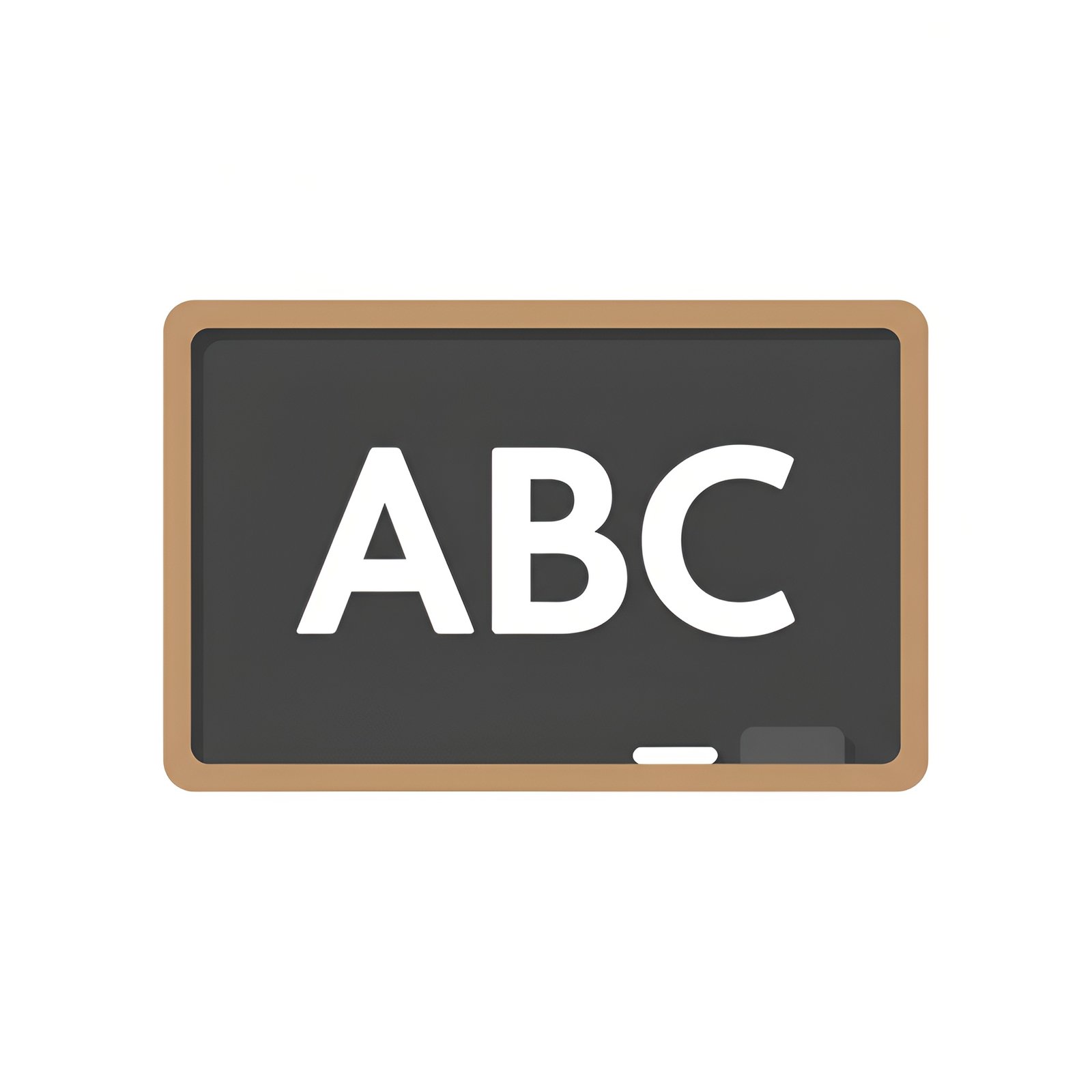 Flat vector chalkboard icon with ABC letters representing elementary education and classroom teaching