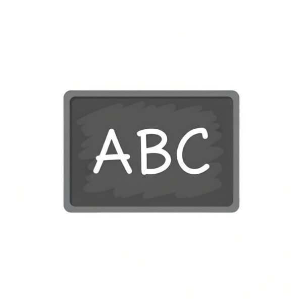 Flat vector chalkboard icon with ABC letters written representing classroom education and elementary learning