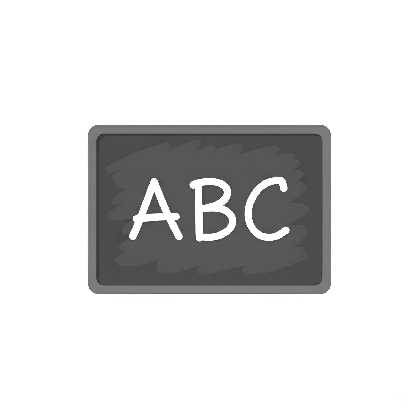 Flat vector chalkboard icon with ABC letters written representing classroom education and elementary learning