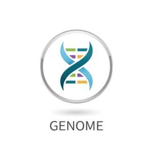 Flat vector DNA helix icon in simple minimalist style representing genetics and molecular biology