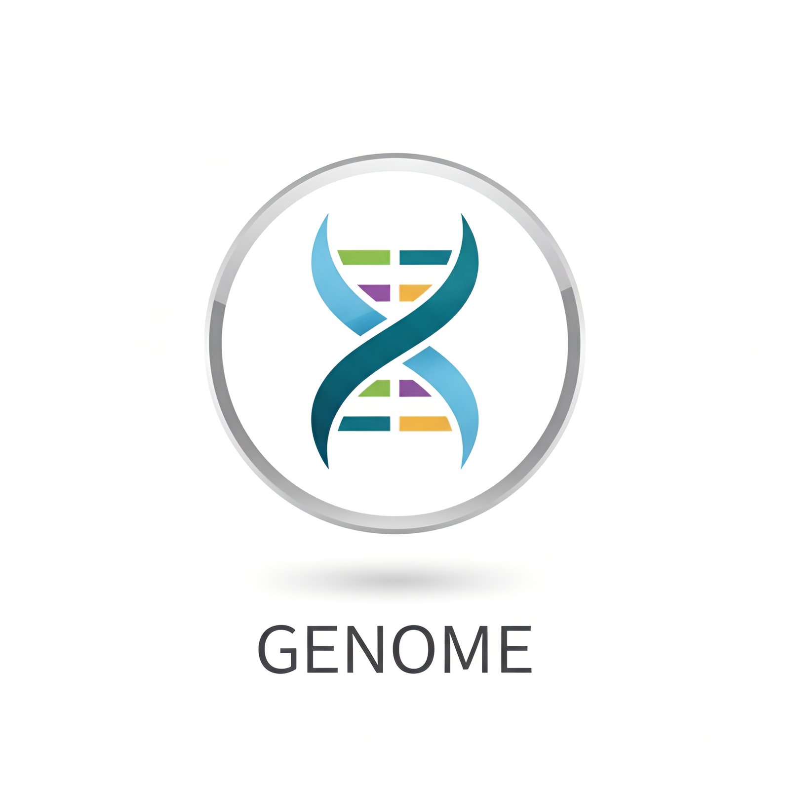 Flat vector DNA helix icon in simple minimalist style representing genetics and molecular biology