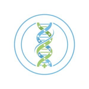 Flat vector DNA helix icon in minimalist style representing molecular genetics and scientific research