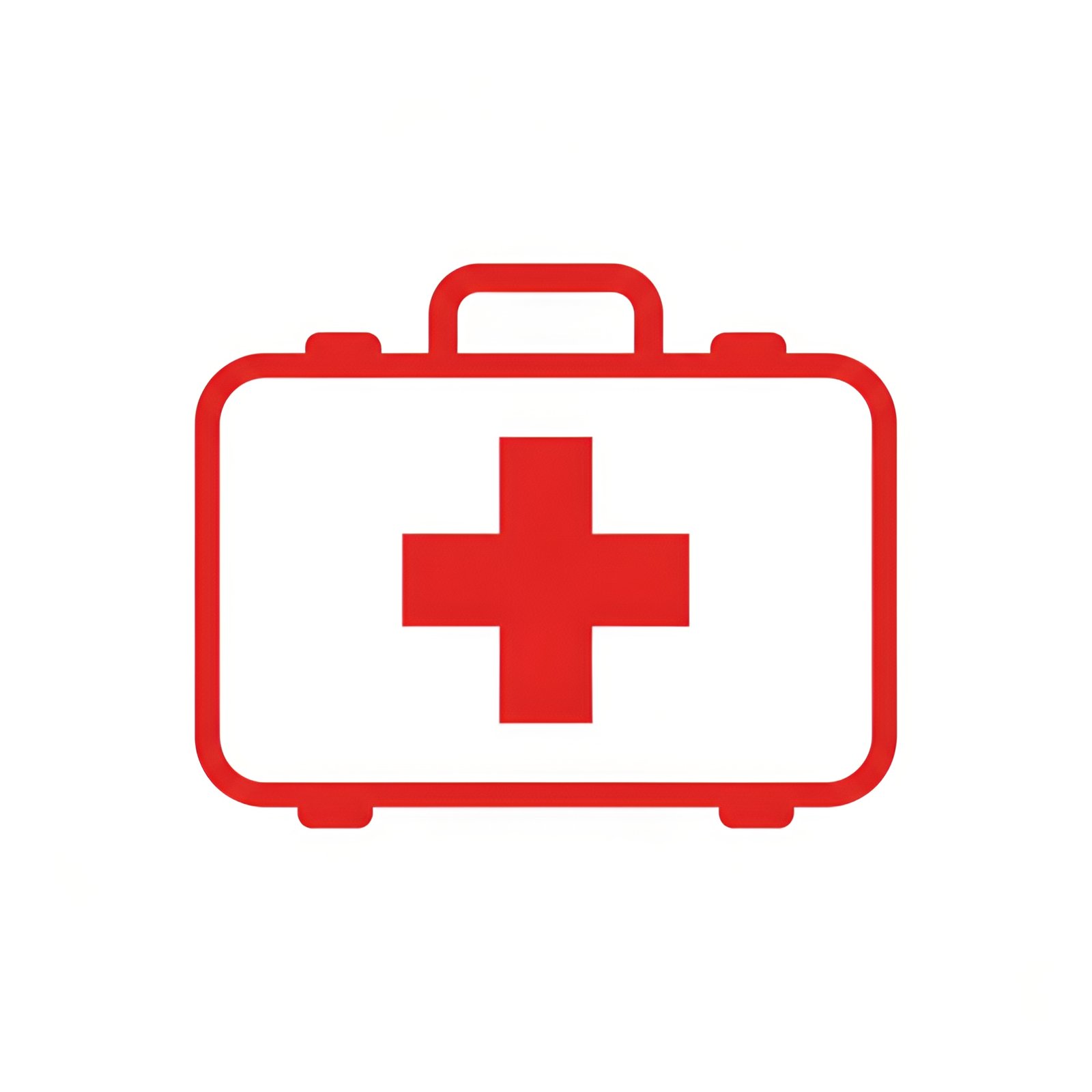 Flat vector first aid kit icon with red cross symbol representing emergency medical supplies and health safety