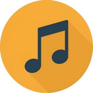 Rounded flat vector music note icon in simple minimalist style representing music and audio