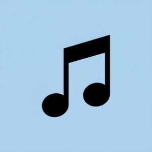 Flat vector music note icon in simple minimalist style representing music and audio content