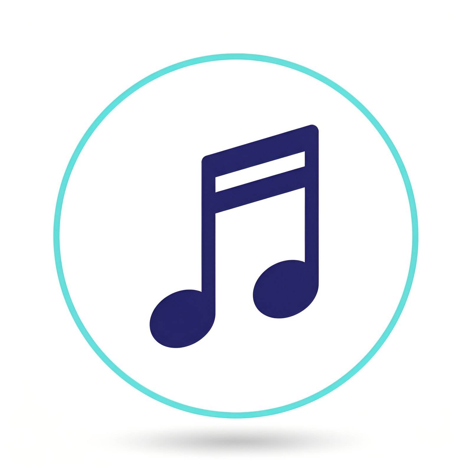 Rounded flat vector music note icon in simple minimalist style representing music and audio