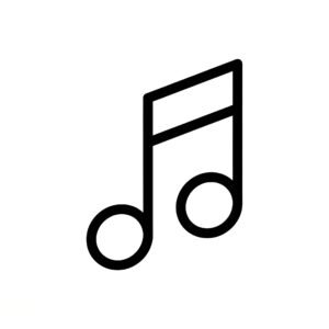 Flat vector music note icon in simple minimalist style representing music and audio content