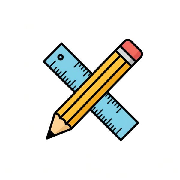 Icon of pencil and ruler crossing each other representing design tools and creative work