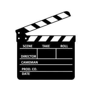Flat vector illustration of film clapperboard in simple style representing movie production and cinema