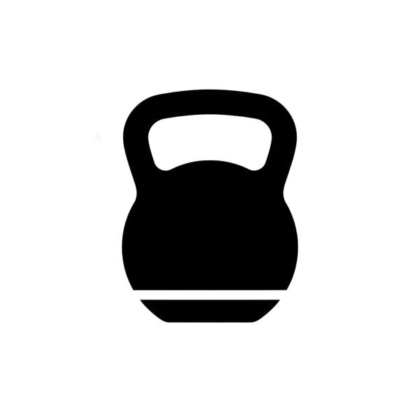 Flat vector icon of a kettlebell on white background—free graphic for sports, fitness or gym visuals.