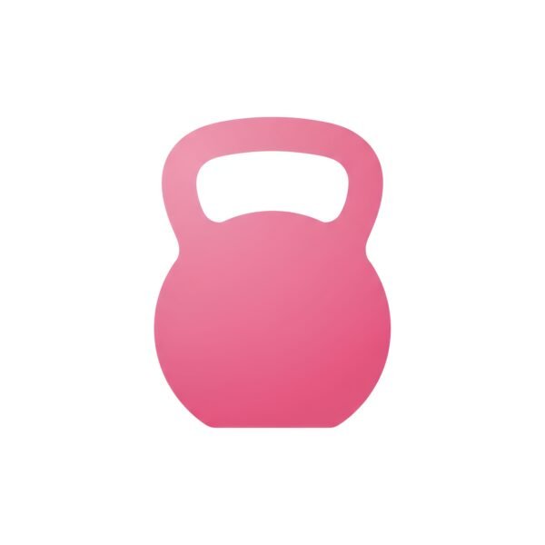 Flat pink kettlebell icon in minimal vector style