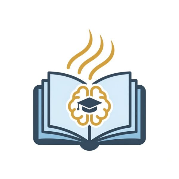 Flat vector style icon of an open book with clean bold lines, education theme, isolated on white.