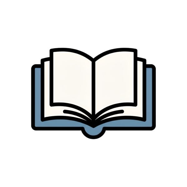 Flat vector open book icon in simple minimalist style representing reading and education