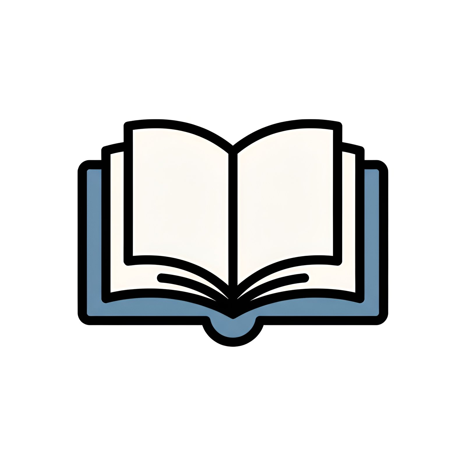 Flat vector open book icon in simple minimalist style representing reading and education