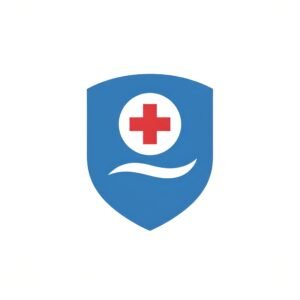 A flat vector shield featuring a medical cross, representing health protection and medical insurance, set against a clean white background.