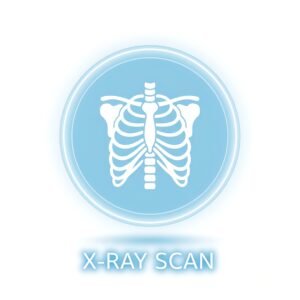 Flat vector x-ray scan icon showing ribcage for medical radiology and diagnostic imaging services