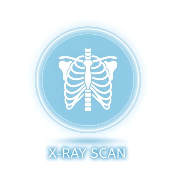 Flat vector x-ray scan icon showing ribcage for medical radiology and diagnostic imaging services