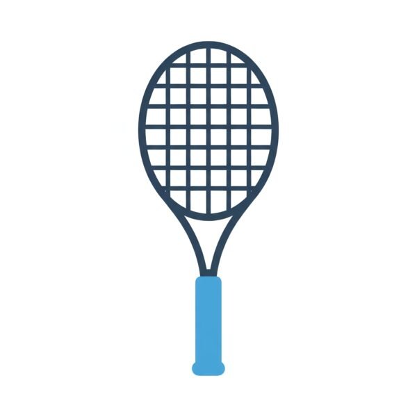 Flat vector tennis racket icon in simple minimalist style representing tennis equipment and sport