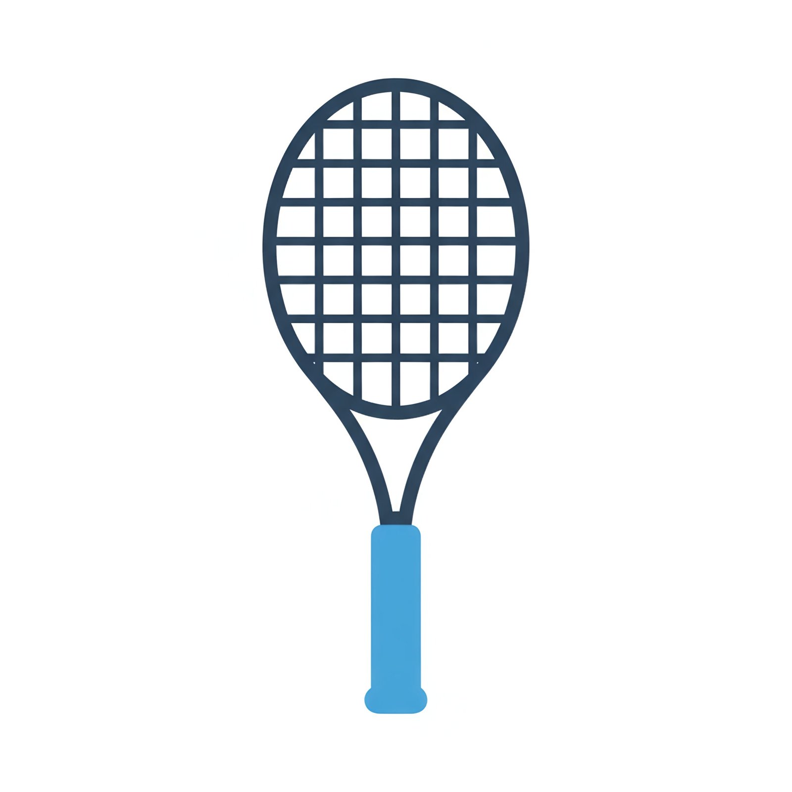 Flat vector tennis racket icon in simple minimalist style representing tennis equipment and sport
