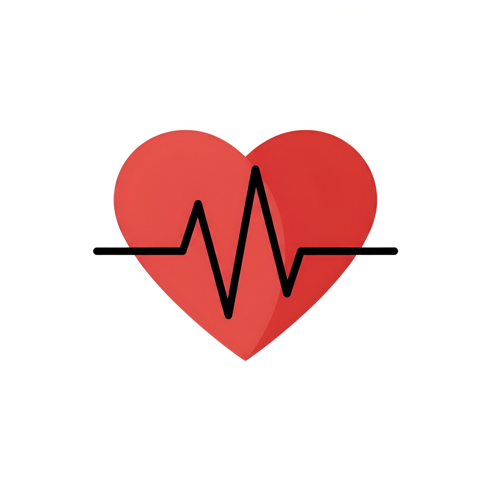 Minimal flat vector illustration of heart with ECG line representing cardiac health and heart monitoring