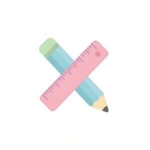 pastel colors Flat vector icon of a pencil and ruler crossing each other, simple education theme, isolated on white.