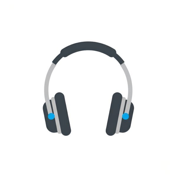 Vector flat headphones icon in simple minimalist style representing audio listening and music