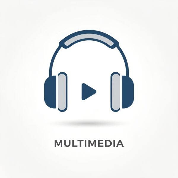 Vector flat icon of headphones, simple modern design, multimedia category, isolated on white.
