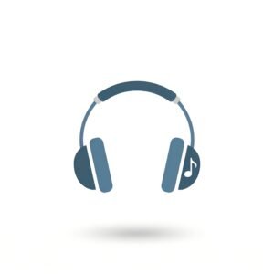 Vector flat icon of headphones, simple modern design, multimedia category, isolated on white.