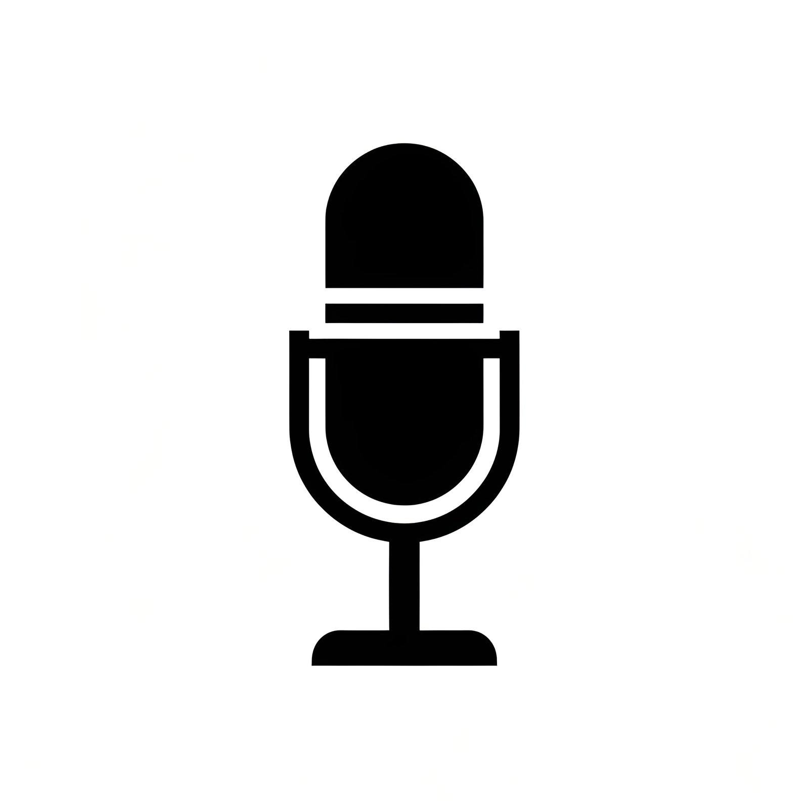 Black vector flat microphone silhouette icon in simple minimalist style for audio and recording applications