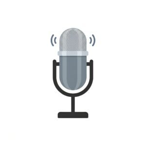 Vector flat microphone icon in simple minimalist style representing audio recording and voice input