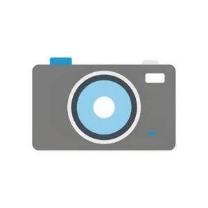 Vector flat style camera icon in simple minimalist design representing photography and image capture