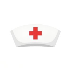 Vector style icon of nurse cap with red cross symbol representing healthcare and nursing profession