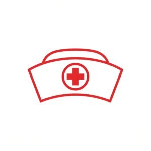 Vector style nurse cap icon with red cross symbol for nursing and healthcare professional representation