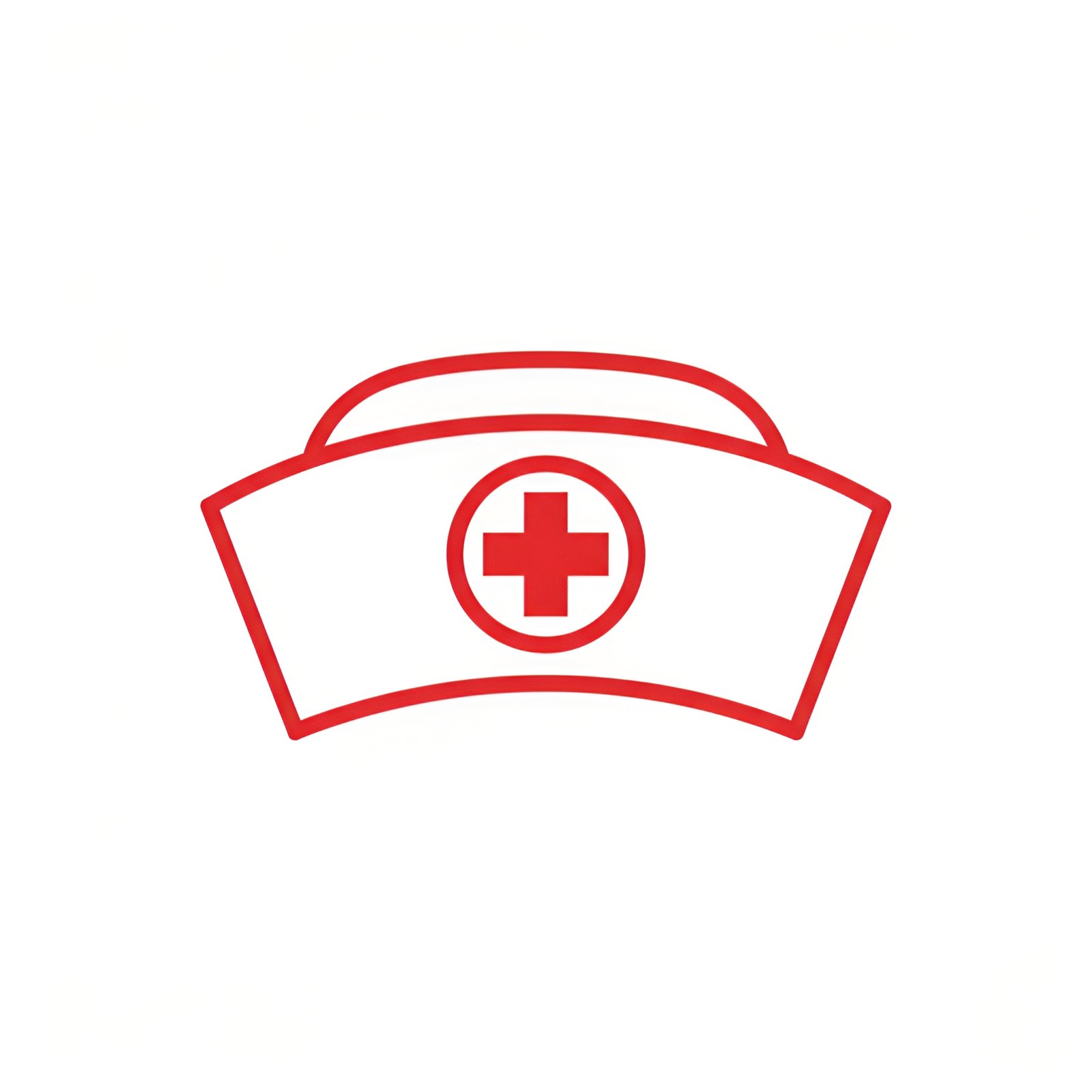 Vector style nurse cap icon with red cross symbol for nursing and healthcare professional representation