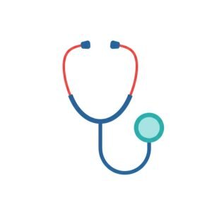 Vector style stethoscope icon representing medical professionals and healthcare services