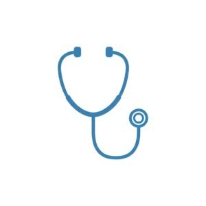 Vector style stethoscope icon isolated on white background representing medical examination and healthcare