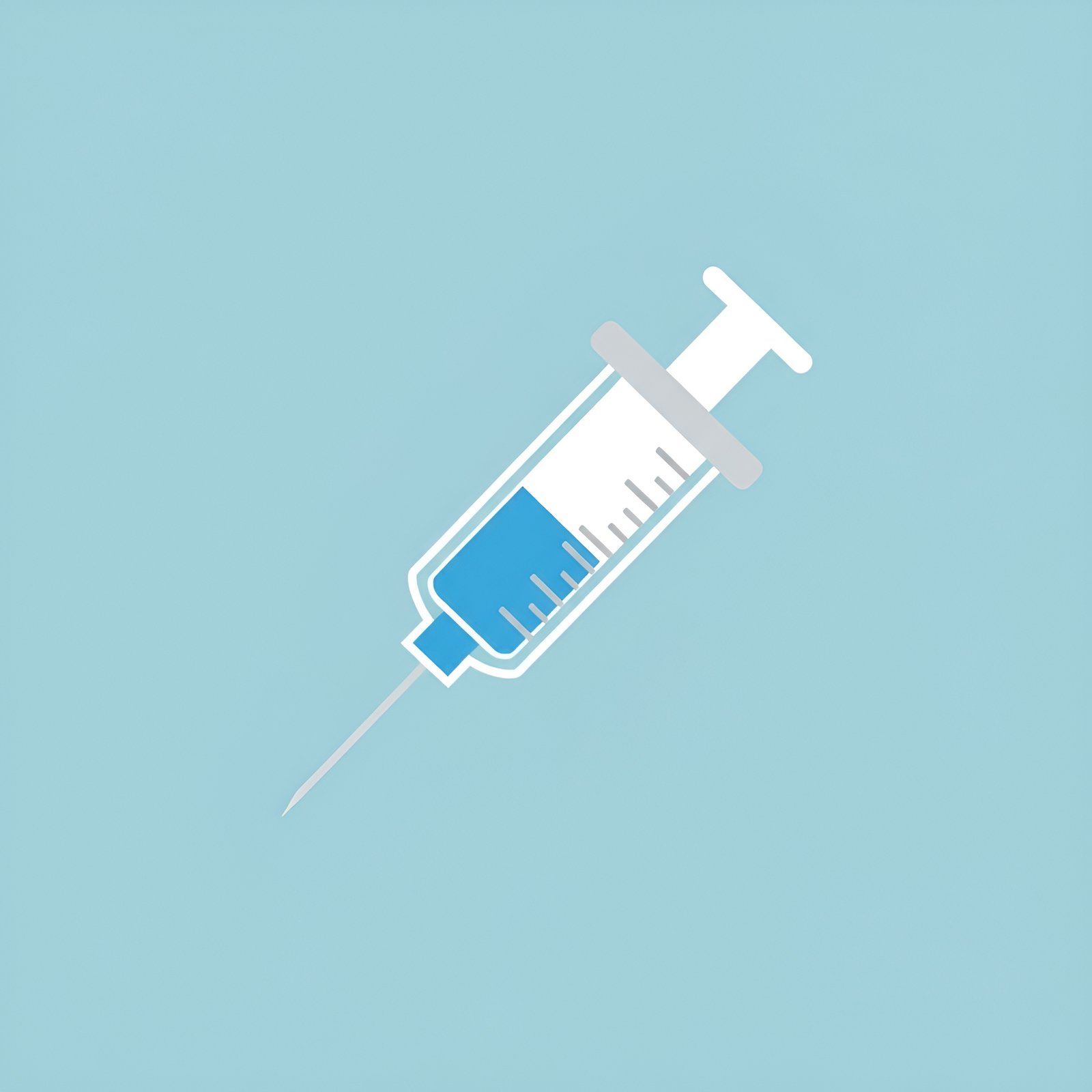 Flat vector syringe icon ideal for medical, pharmaceutical, and health-related graphics