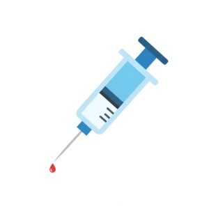 Vector style syringe icon isolated on white background representing medical injection and healthcare