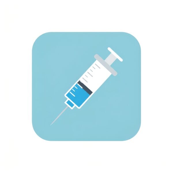 Flat and simple syringe icon in minimalist style representing medical injection and healthcare