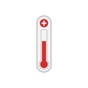 Vector style thermometer icon showing temperature measurement for medical and health monitoring applications