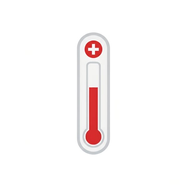 Vector style thermometer icon showing temperature measurement for medical and health monitoring applications