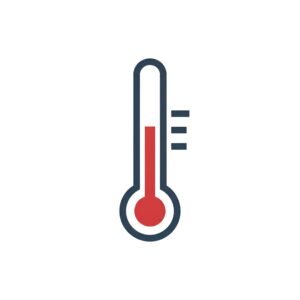 Vector style thermometer icon representing temperature measurement and medical health monitoring